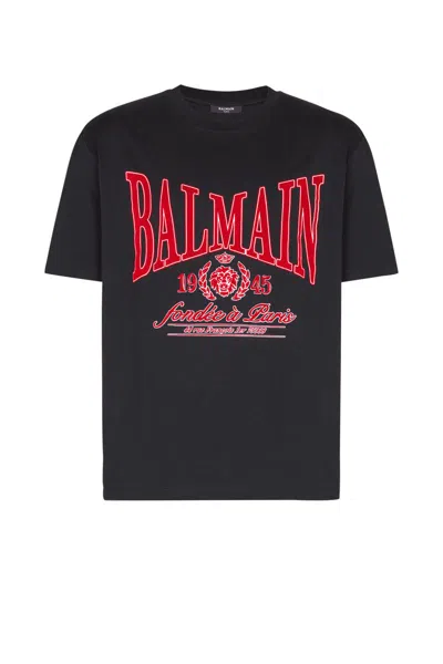 Balmain T-shirt With A Logo And Velvet Finish In Transparent