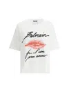 Balmain Graphic Kiss Print T-shirt With Relaxed Fit In White
