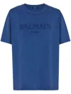 Balmain Logo Embroidered T-shirt In Blue