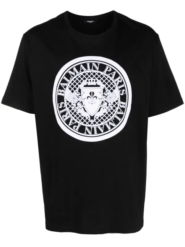 T-shirt Homme Balmain Authentique XS - Logo Blanc Sur Noir - Portugal