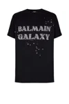Balmain Embroidered Galaxy Logo T-shirt In Noir/cristal