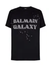 Balmain Embroidered Galaxy Logo T-shirt In Noir/cristal
