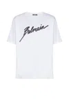 Balmain Men White Crewneck T-shirt With Maxi Logo Lettering On The Front In Cotton Man In White