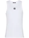 Balmain Logo-embroidered Tank Top In White
