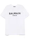 Balmain Crew Neck T-shirt With Bold Logo Detailing In White