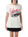 Balmain Women's Boatneck Eye Print Top In White