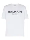 Balmain Crew Neck T-shirt With Bold Logo Detailing In White