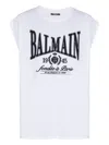 Balmain Sleeveless Crew Neck Nylon Silk Top In White