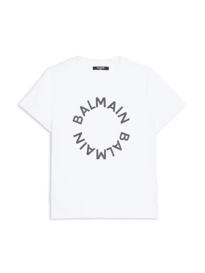 Balmain Kids' Logo-print Cotton T-shirt In White