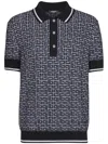 Balmain Monogram Jacquard Merino Wool Polo Sweater In White