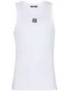 Balmain Logo-embroidered Tank Top In White