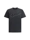 Balmain Men Black T-shirt With Logo Lettering On The Front In Cotton Man In Black