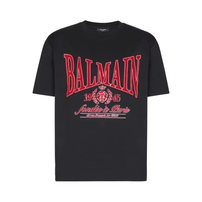 Balmain T-shirt With A Logo And Velvet Finish In Transparent
