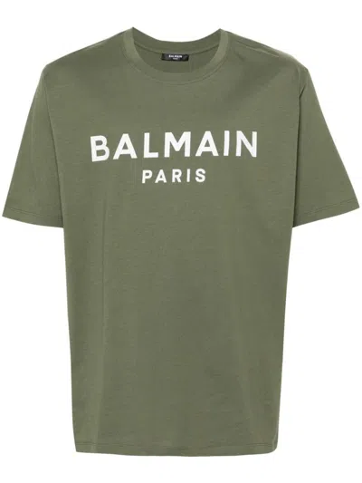 Balmain T-shirts In Green/white