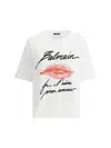 Balmain Graphic Kiss Print T-shirt With Relaxed Fit In White