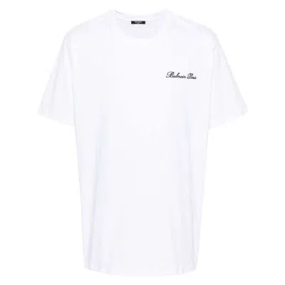 Balmain Signature Embroidery T-shirt Bulky Fit Clothing In White