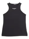 Balmain Logo Cotton Jersey Tank Top In Black