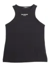 Balmain Logo Cotton Jersey Tank Top In Black