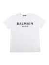 Balmain Little Kid's & Kid's Logo Crewneck T-shirt In White