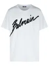 Balmain Men White Crewneck T-shirt With Maxi Logo Lettering On The Front In Cotton Man In White