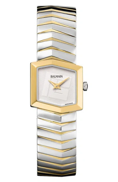BALMAIN BALMAIN TAFFETAS HEXAGONAL TWO-TONE BRACELET WATCH, 23MM