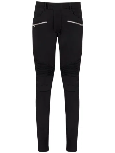 Balmain Ribbed Slim Jeans-vintage Used In Noir Delave