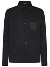 Balmain Black Stretch Virgin Wool Shirt In Black