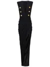 Balmain Tailored Gown With Embossed Button Details In Black