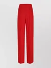Balmain Straight Red Viscose Crepe Tailored Trousers In Red