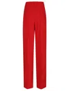 Balmain Straight Red Viscose Crepe Tailored Trousers In Red