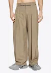 Balmain Cupro Trousers With High Waist And Wide Leg In Beige