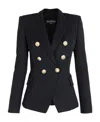 Balmain Black Double-breasted Jacket With Branded Buttons And Asymmetric Cut In Wool Woman In Black
