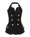 Balmain Structured Crepe Halterneck Top In Black