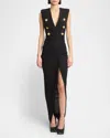 Balmain Tailored Gown With Embossed Button Details In Black