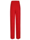 Balmain Straight Red Viscose Crepe Tailored Trousers In Red