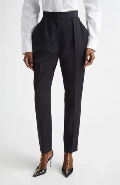Balmain Tailored High Waist Wool Grain De Poudre Pants In Black