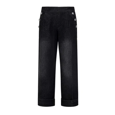 Balmain Tailored High-waisted Trousers In Charcoal Grey