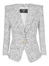 Balmain Women 1 Btn Love Letter Print Tailored Jacket In Blanco