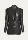 Balmain Two-button Lapel Leather Jacket In Black