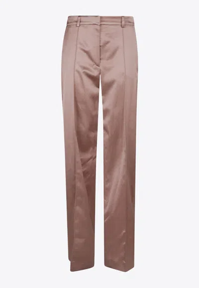 Balmain Tailored Satin Pants In Pink