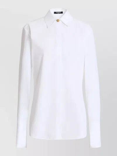 Balmain Tailored Shirt Gold Tone Buttons Cuffs In White