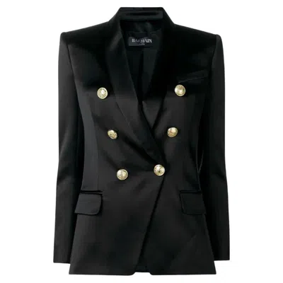 Pre-owned Balmain Tailored Silk Jacket In Black