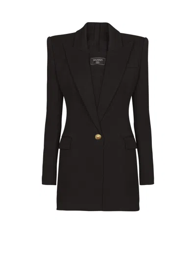 Balmain Tailored Two Pockets Double-collar Mini Dress In Black