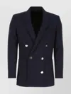 Balmain Tailored Wool Blazer With Back Slit And Padded Shoulders In Blue