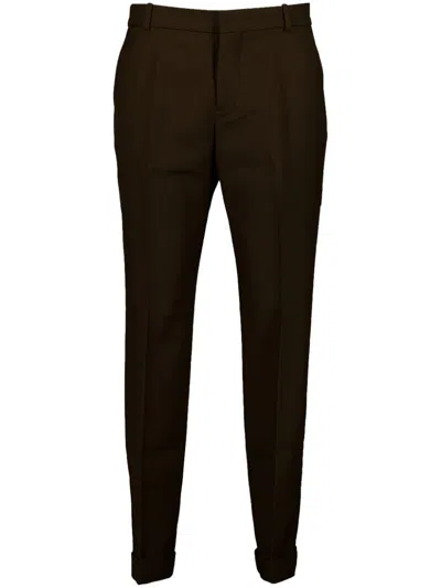 Balmain Tailored Wool Trousers In Brown