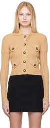 Balmain Women's 4 Pockets Buttoned Ribbed Knit Cardigan In 0dc Nude