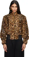 Balmain Ponyskin-style Leather Bomber Jacket With Leopard Pattern In Brown