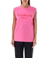 Balmain Chic 3-button Round Neck Tank Top