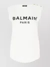 Balmain Tank Top Cotton Button Detail