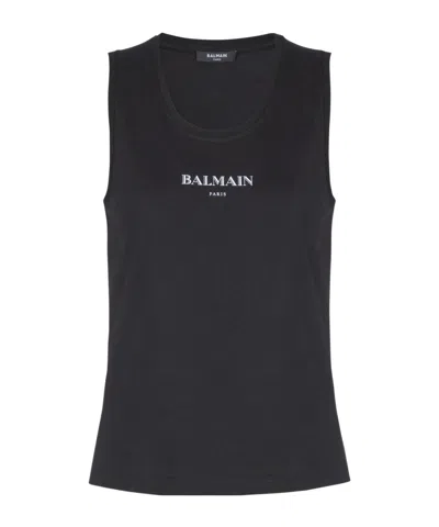 Balmain Tank Top With  Print In Black